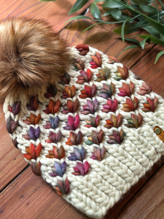 Lotus Flower Beanie in Natural/Diana