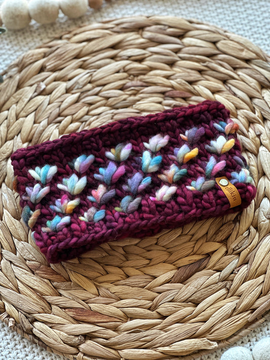 Lotus Flower Headband in Stitch Red