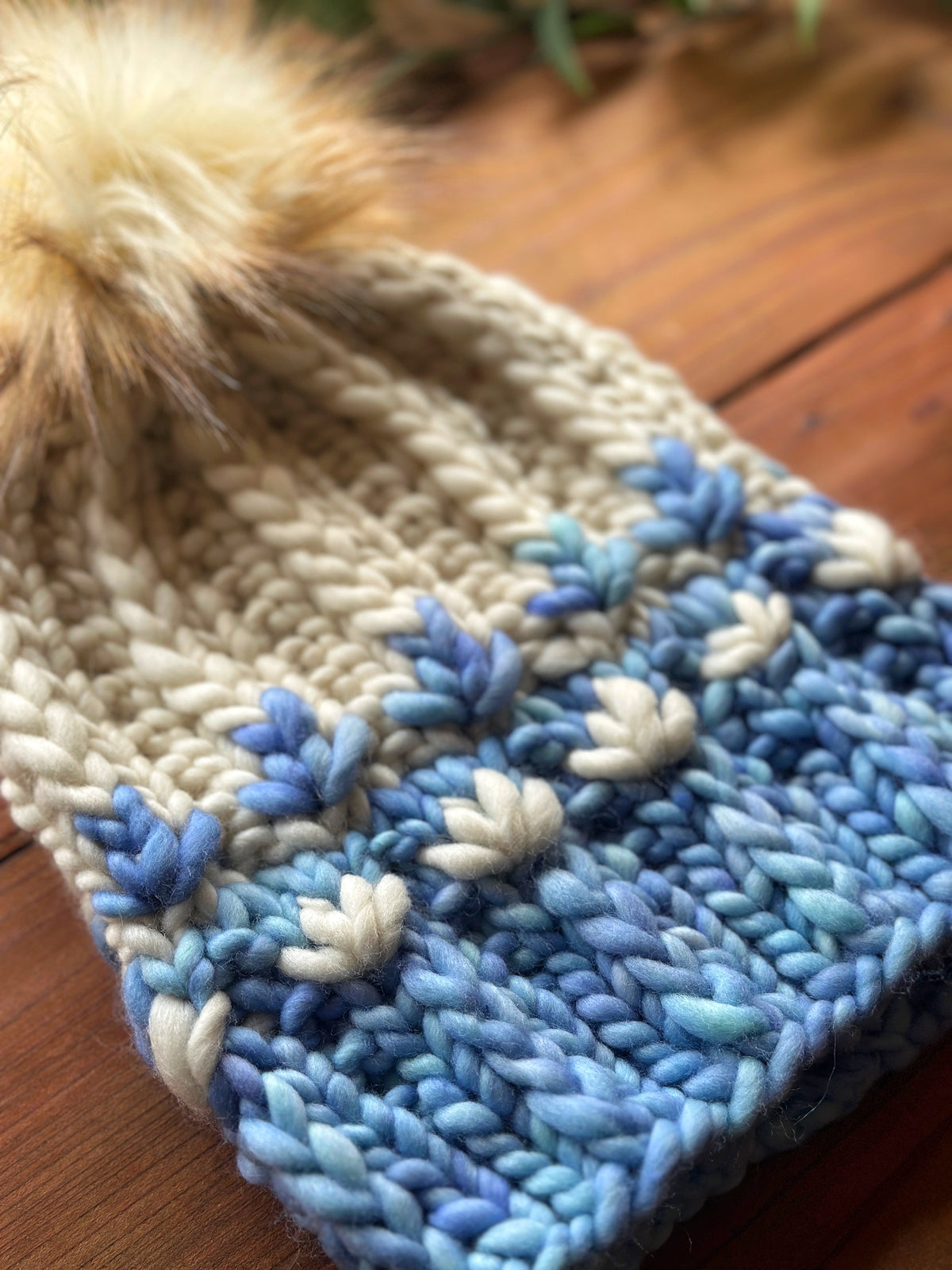 Mirror Pond Beanie in Aquamarine/Natural