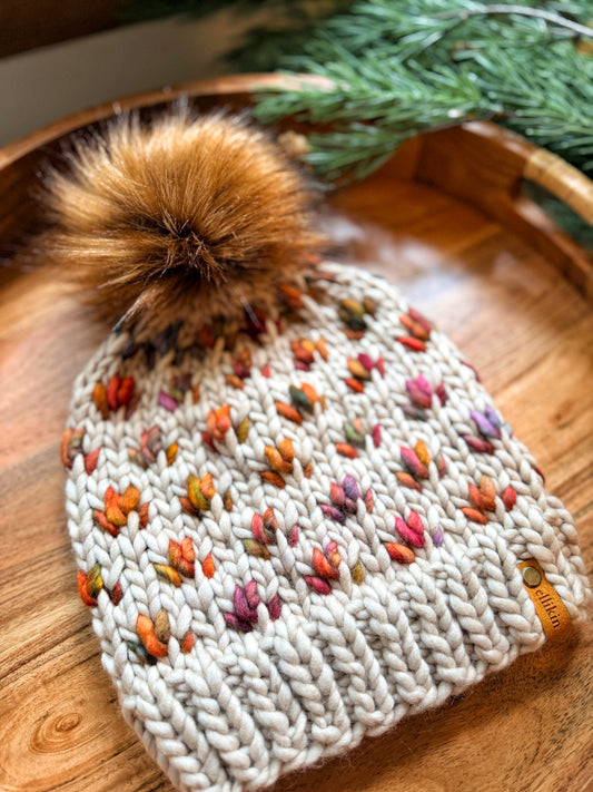Tiny Tulips Beanie in Fog/Diana