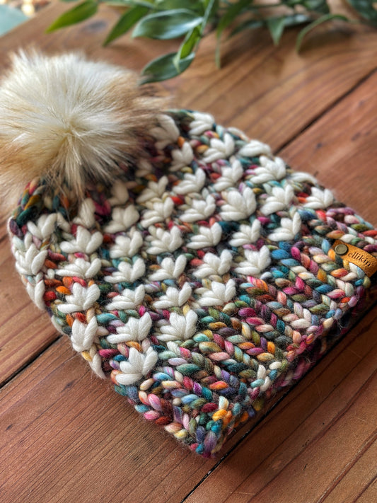 Lotus Flower Beanie in Molino/Natural