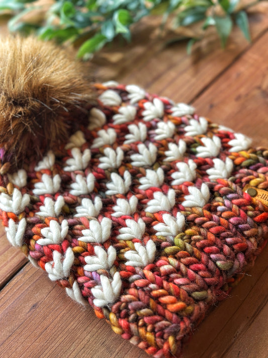 Lotus Flower Beanie in OOAK/Natural