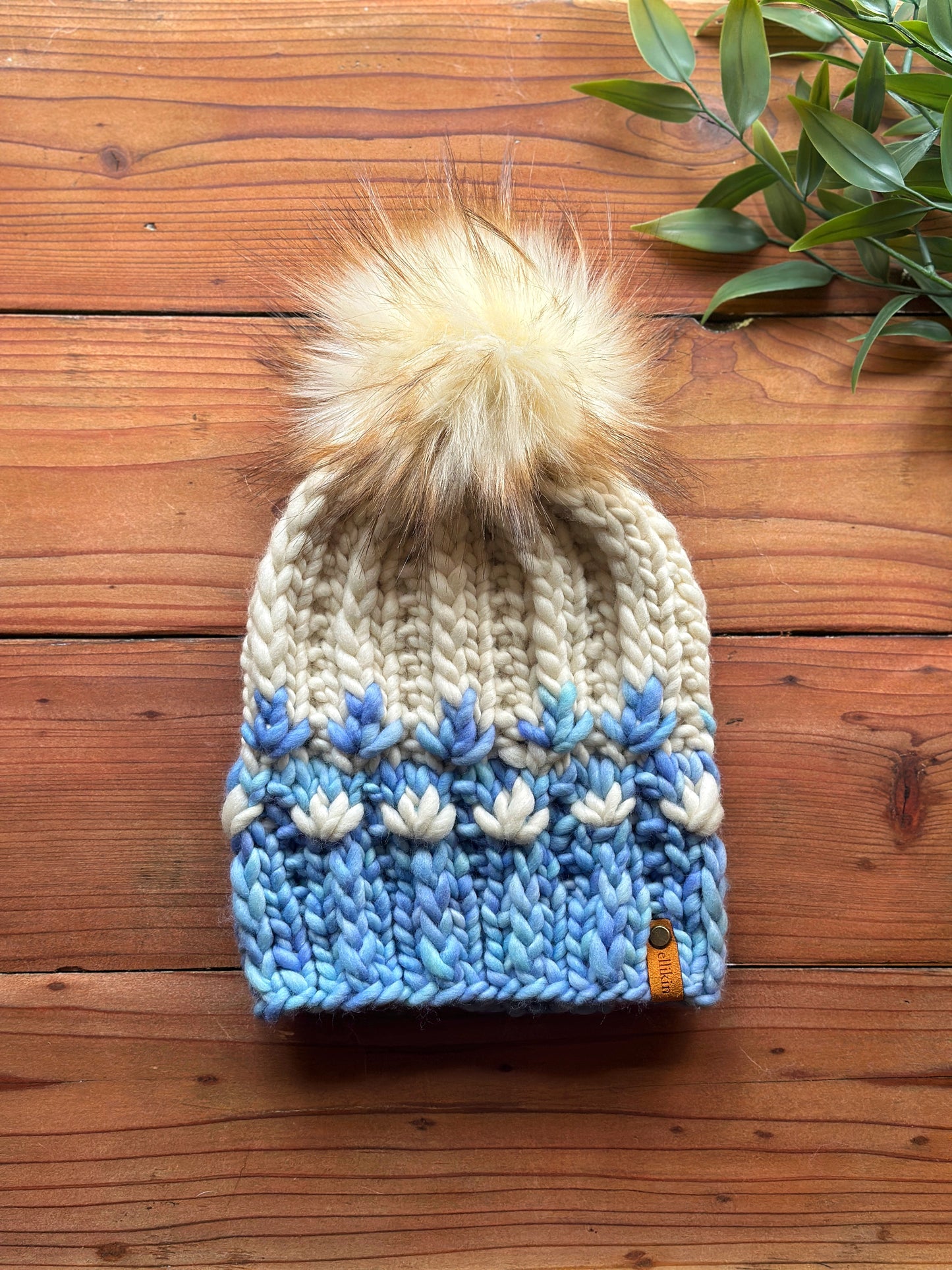 Mirror Pond Beanie in Aquamarine/Natural