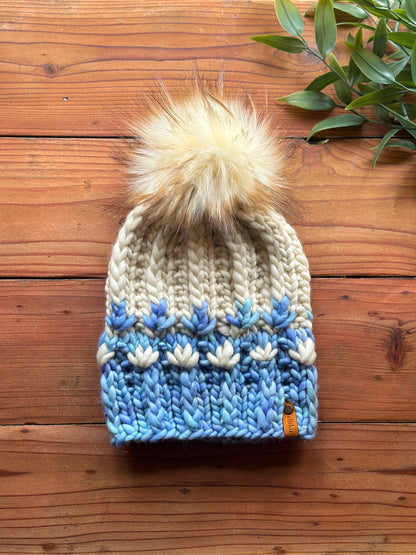 Mirror Pond Beanie in Aquamarine/Natural