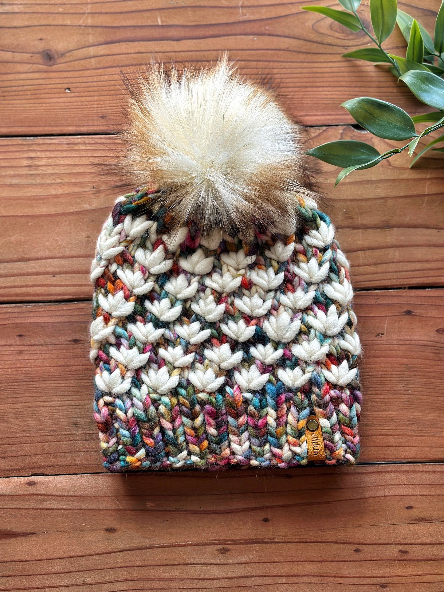 Lotus Flower Beanie in Molino/Natural