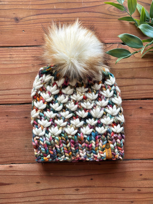 Lotus Flower Beanie in Molino/Natural