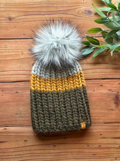 Nokhu Beanie in Olive/Mustard