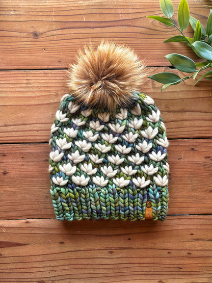 Lotus Flower Beanie in Indecita/Fog