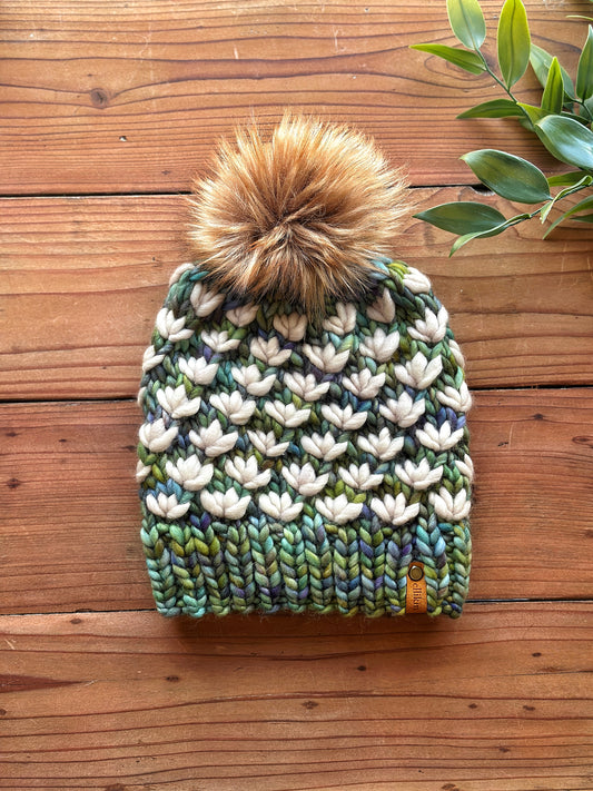 Lotus Flower Beanie in Indecita/Fog