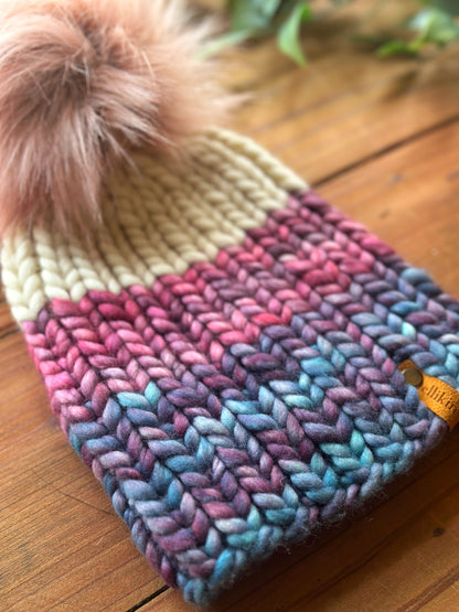 Nokhu Beanie in Pink/Blue Multi