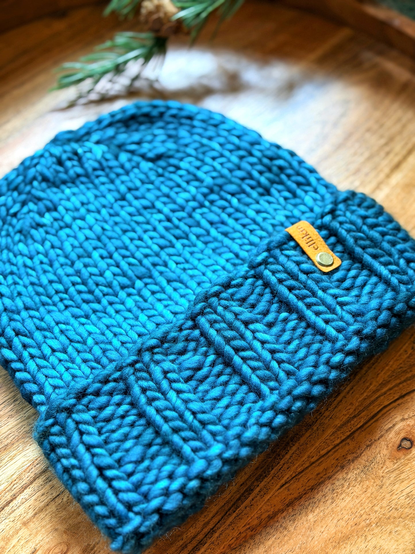 Alpine Trail Beanie in Teal Feather