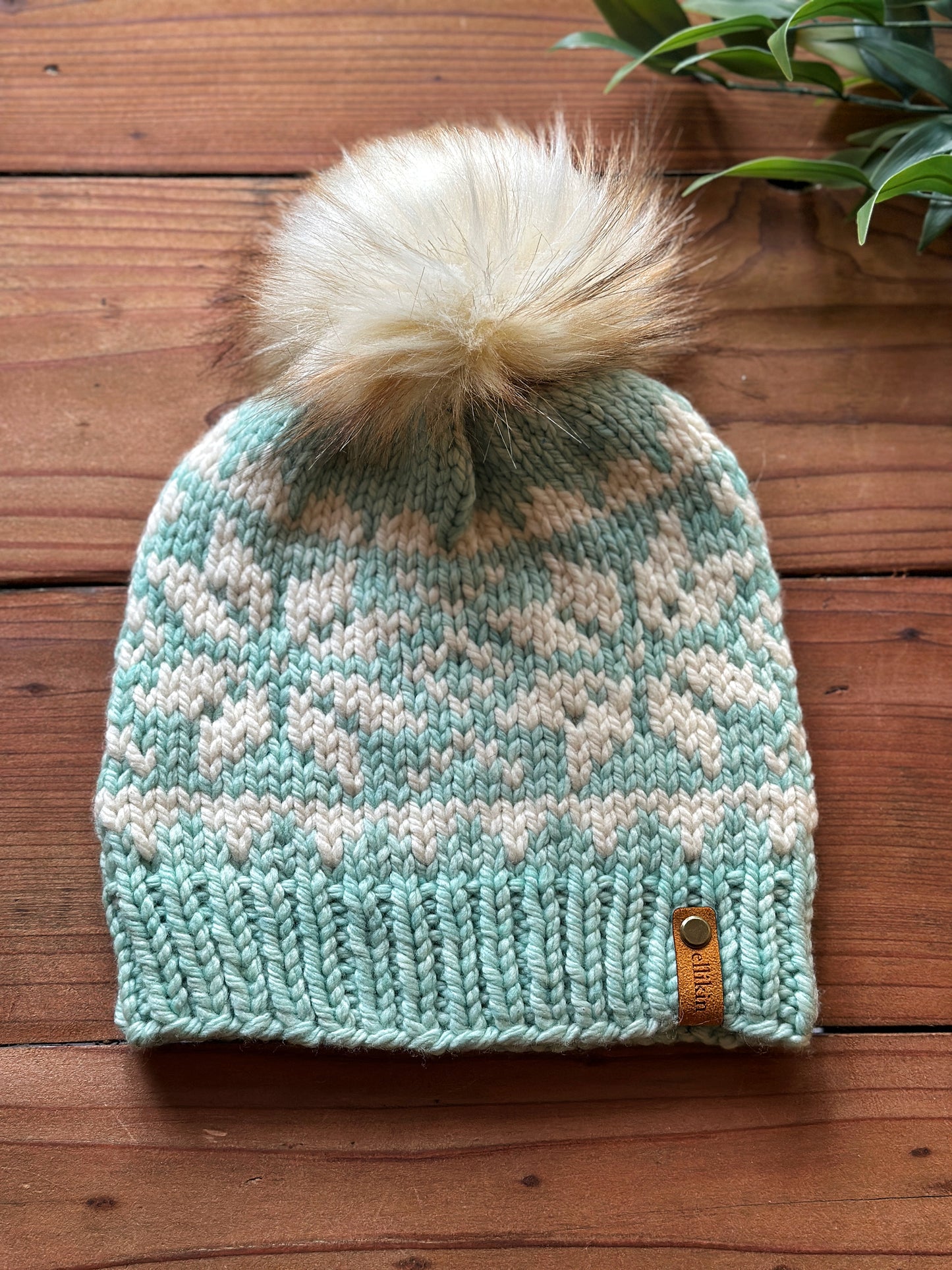 Snowflake Beanie in Water Green