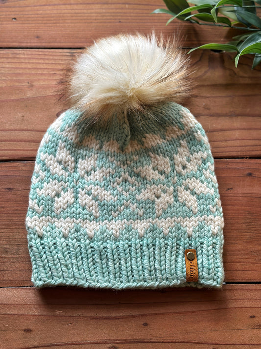 Snowflake Beanie in Water Green