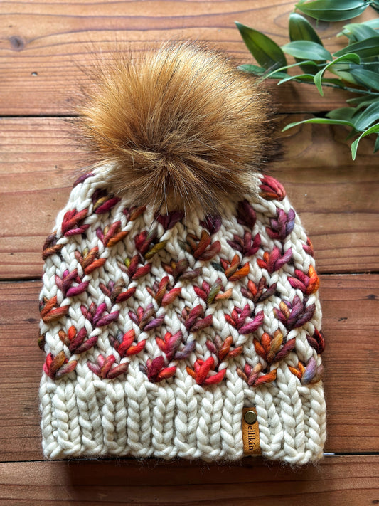 Lotus Flower Beanie in Natural/OOAK