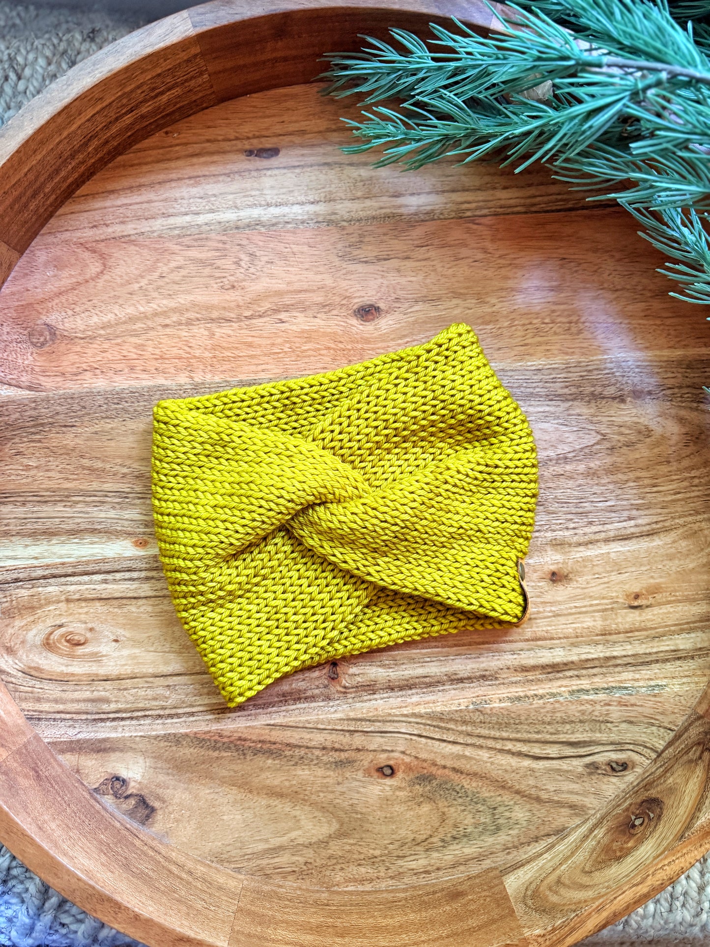 Twisted Earwarmer in Frank Ochre