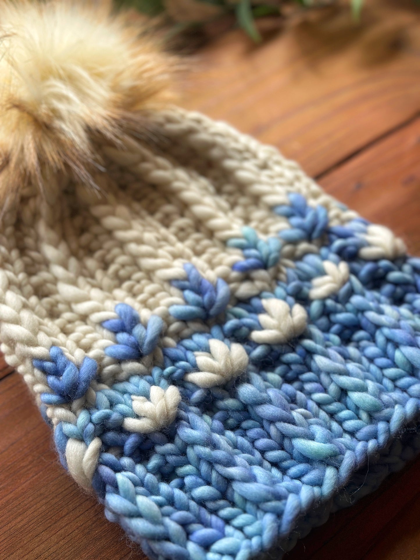 Mirror Pond Beanie in Aquamarine/Natural