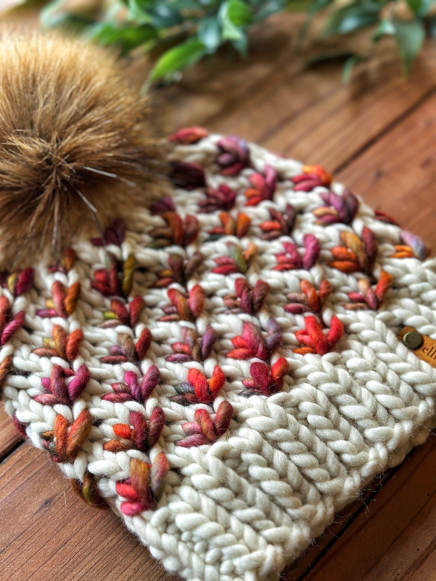 Lotus Flower Beanie in Natural/OOAK