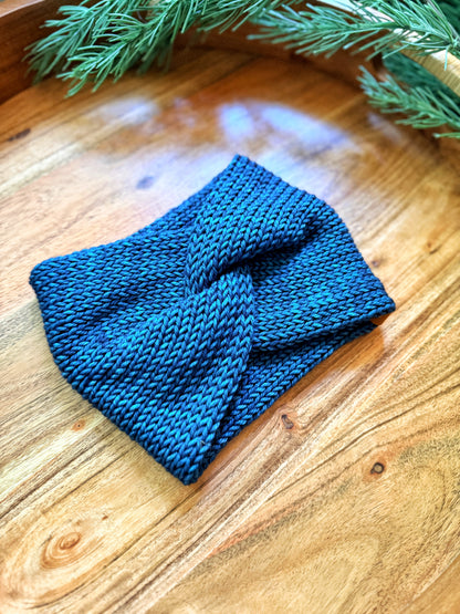 Twisted Earwarmer in Teal Feather