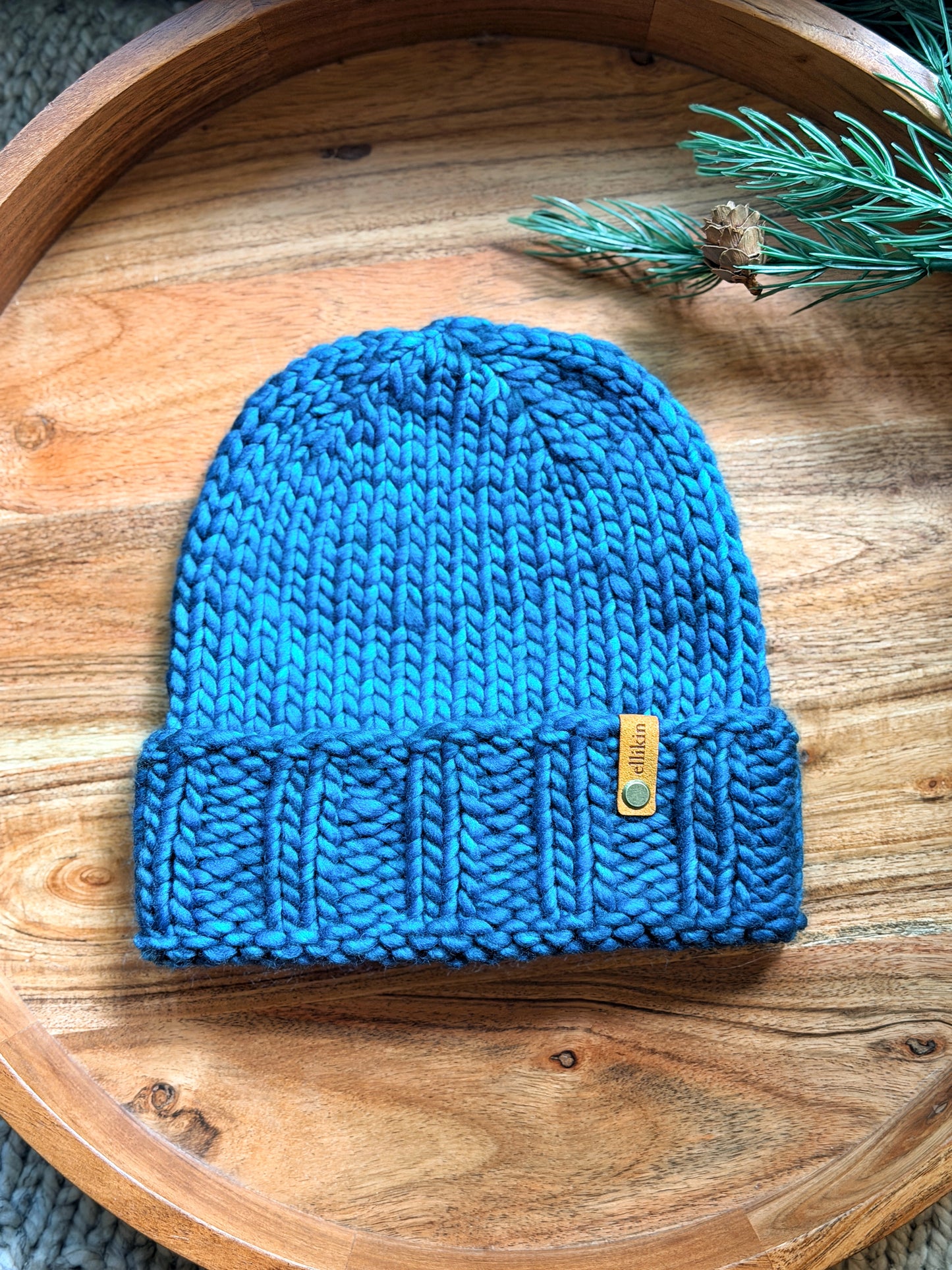 Alpine Trail Beanie in Teal Feather