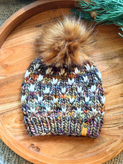 Tiny Tulips Beanie in Piedras/Fog