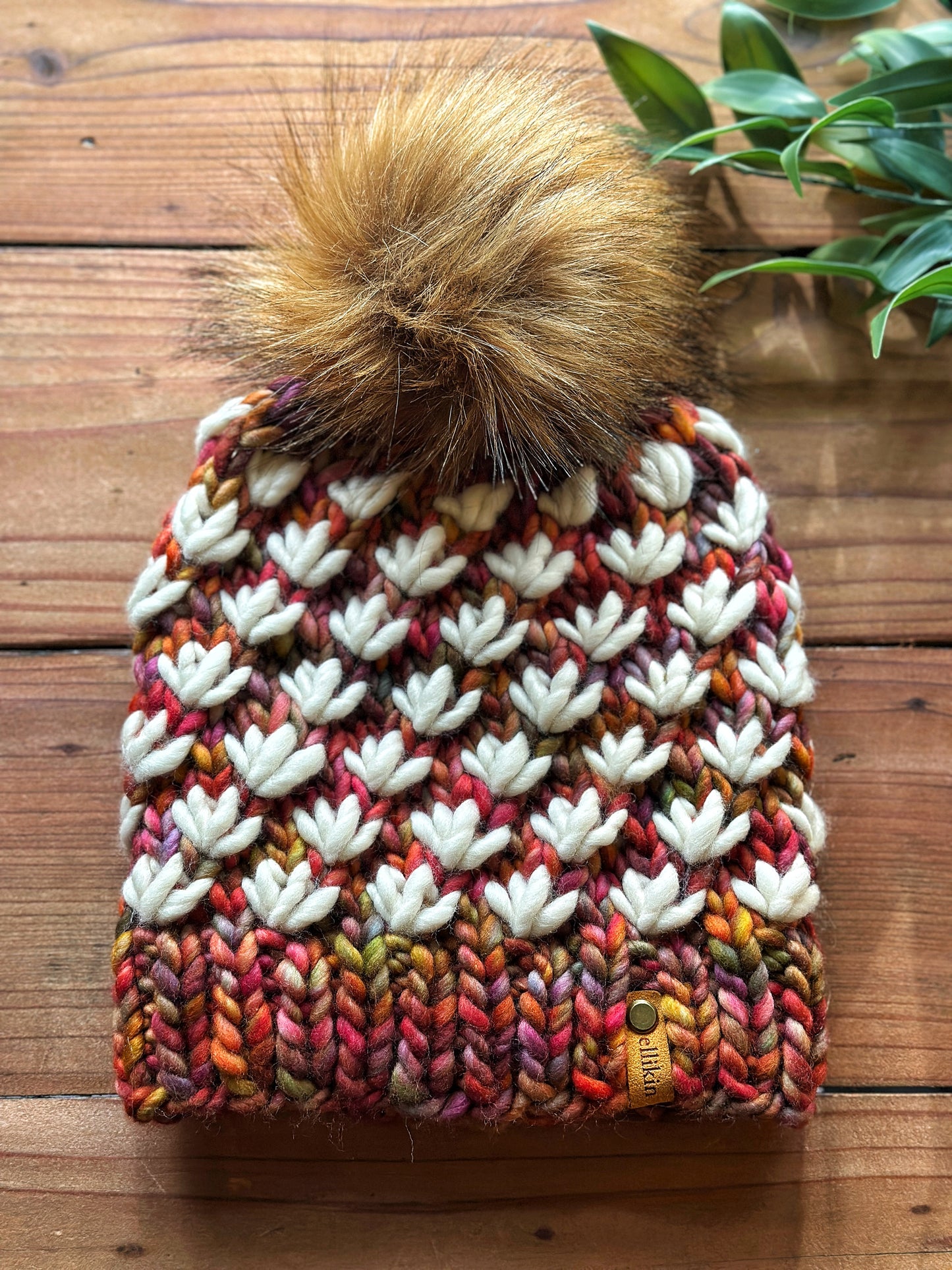 Lotus Flower Beanie in OOAK/Natural