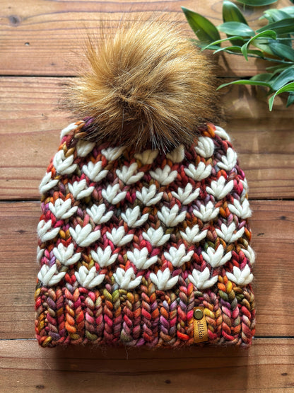 Lotus Flower Beanie in OOAK/Natural