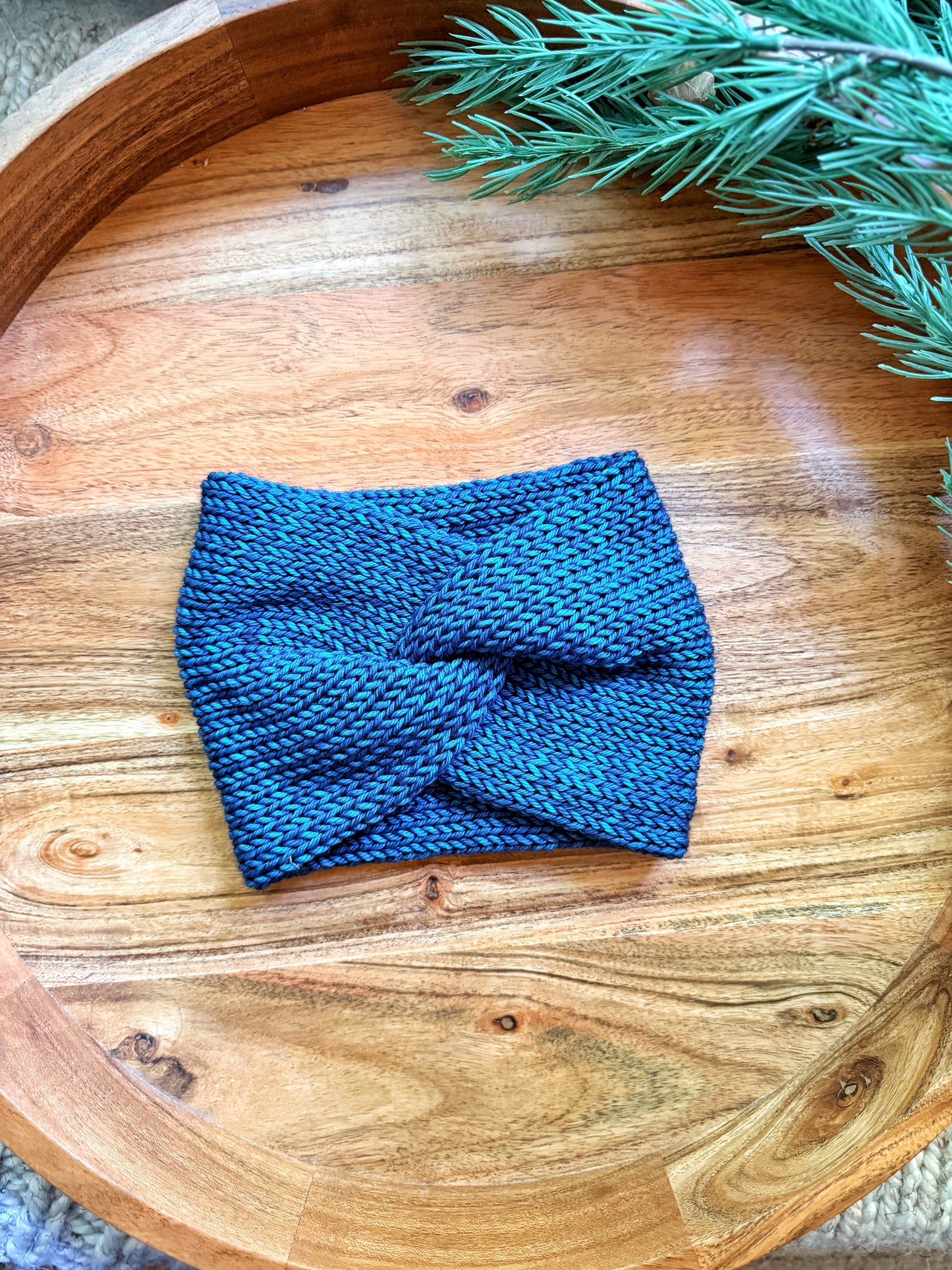 Twisted Earwarmer in Teal Feather