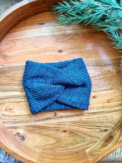 Twisted Earwarmer in Teal Feather