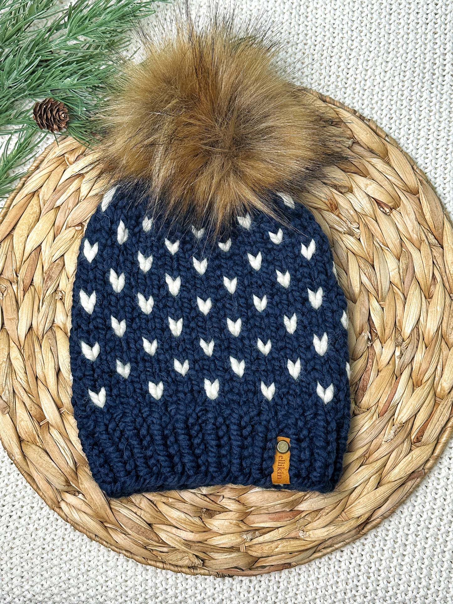 Little Hearts Beanie in Navy